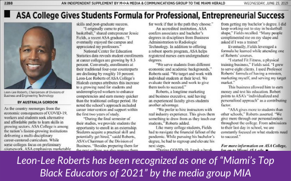 Chairperson Leon Roberts Honored for Driving ASA’s Career-Focused Culture